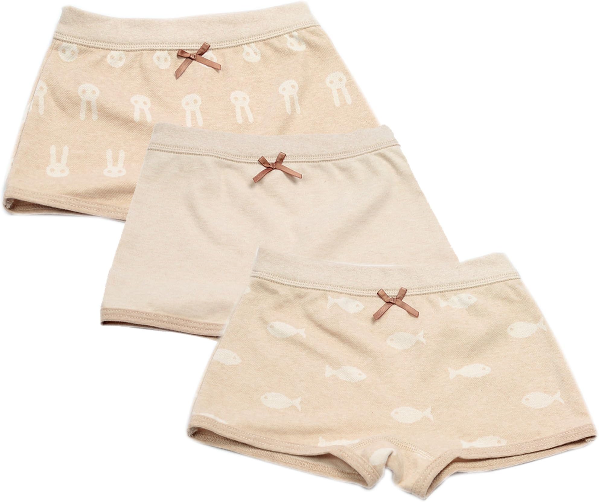GZMM Girls Underwear Organic Cotton 3 Pack Kids Short Briefs Panties