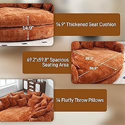 81” Oversized Upholstered Sofa Bed, Round Chaise