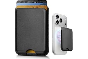 KCEASUA Stronger Magnetic Wallet for iPhone 17/16/15/14/13/12 Series & for MagSafe-compatible Cases, Slim Leather Magnetic Card Holder with RFID Blocking, N52 Magnet Phone Wallet, Fit 3 Cards, Black
