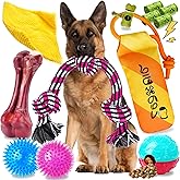 Zeaxuie 12 Pack Long-Lasting Heavy Various Dog Chew Toys Pack for Aggressive Chewers,Includes Dog Rope Toy,Squeaky Toys & Indestructible Chew Bone for Medium,Large & X-Large Breeds Dogs