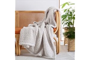 HORIMOTE HOME Ultra Soft Cozy Sherpa Throw Blanket, 2 Tones Ombre Light Brown Pattern Reversible, Light Weight Warm Decorative Boho Style Throw Blanket Cover for Sofa, Couch, Bedroom,Travel, 50”x60”