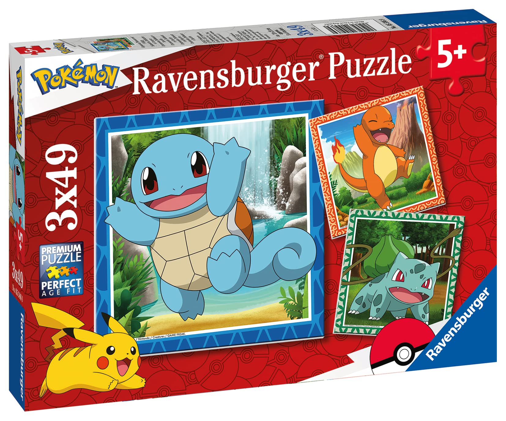 Ravensburger Classic Pokemon Gifts for Boys and Girls - 3x 49 Piece Jigsaw Puzzles for Kids Age 5 Years +