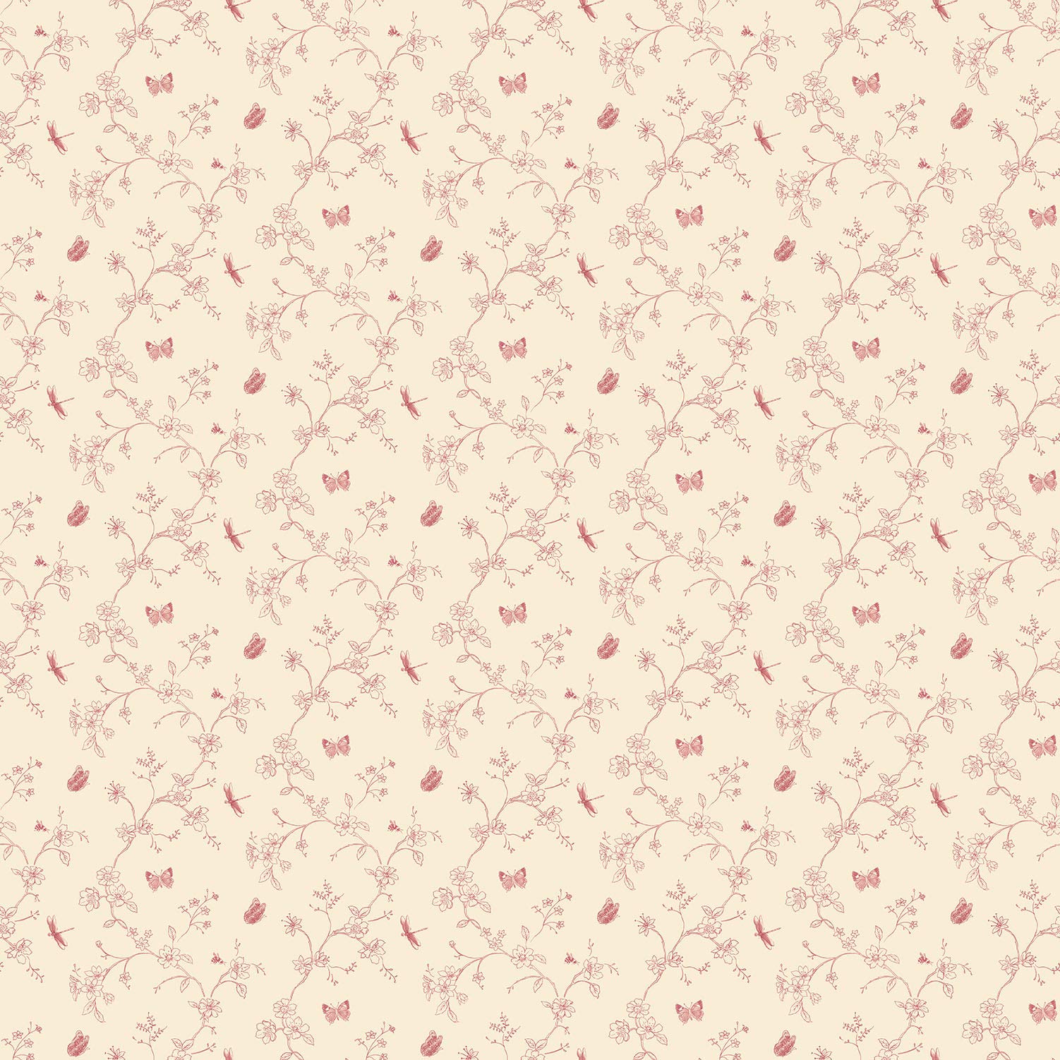 Galerie G67852 Miniatures 2 Botanical Trail Design Wallpaper, Red/Cream, 10m x 53cm
