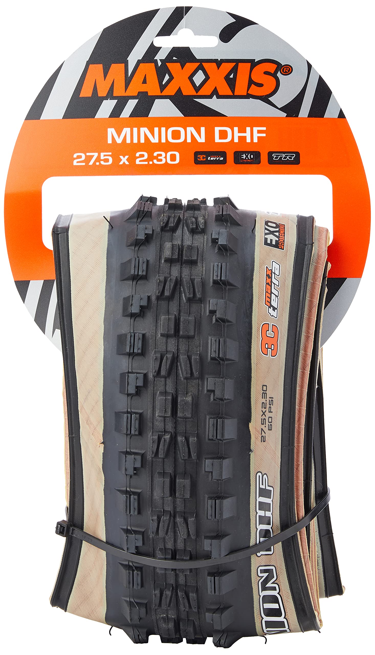 Product title: Maxxis Minion DHF Folding Dual Compound Exo/tr/skin Wall Tyre - Black/Pear, 27.5 x 2.30-Inch