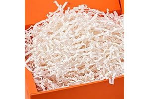 Sunsay 1LB White Crinkle Cut Paper Shred Filler for Giftbox Wrapping, Crinkle Paper Decoration for Birthdays, Basket Filling 