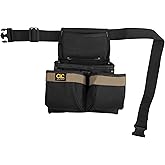CLC Custom Leathercraft PK1836 Framer's Nail and Tool Bag with Poly Web Belt, Poly, 5-Pocket, Black/Blue