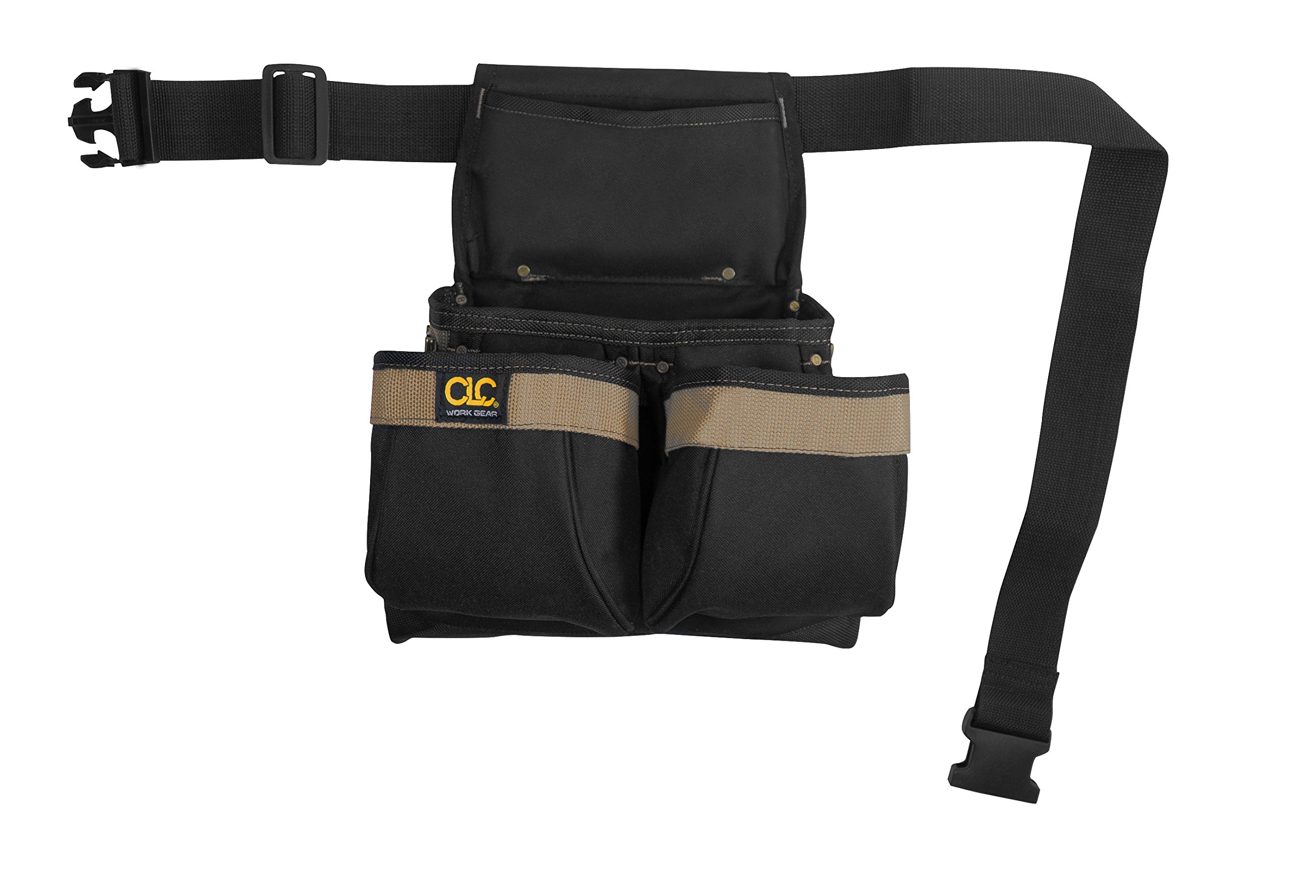 Photo 1 of CLC Custom Leathercraft PK1836 Framer's Nail and Tool Bag with Poly Web Belt, Poly, 5-Pocket, Black/Blue