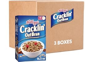 Kellogg's Cracklin' Oat Bran Breakfast Cereal, Fiber Cereal, Family Cereal, Original (3 Boxes)