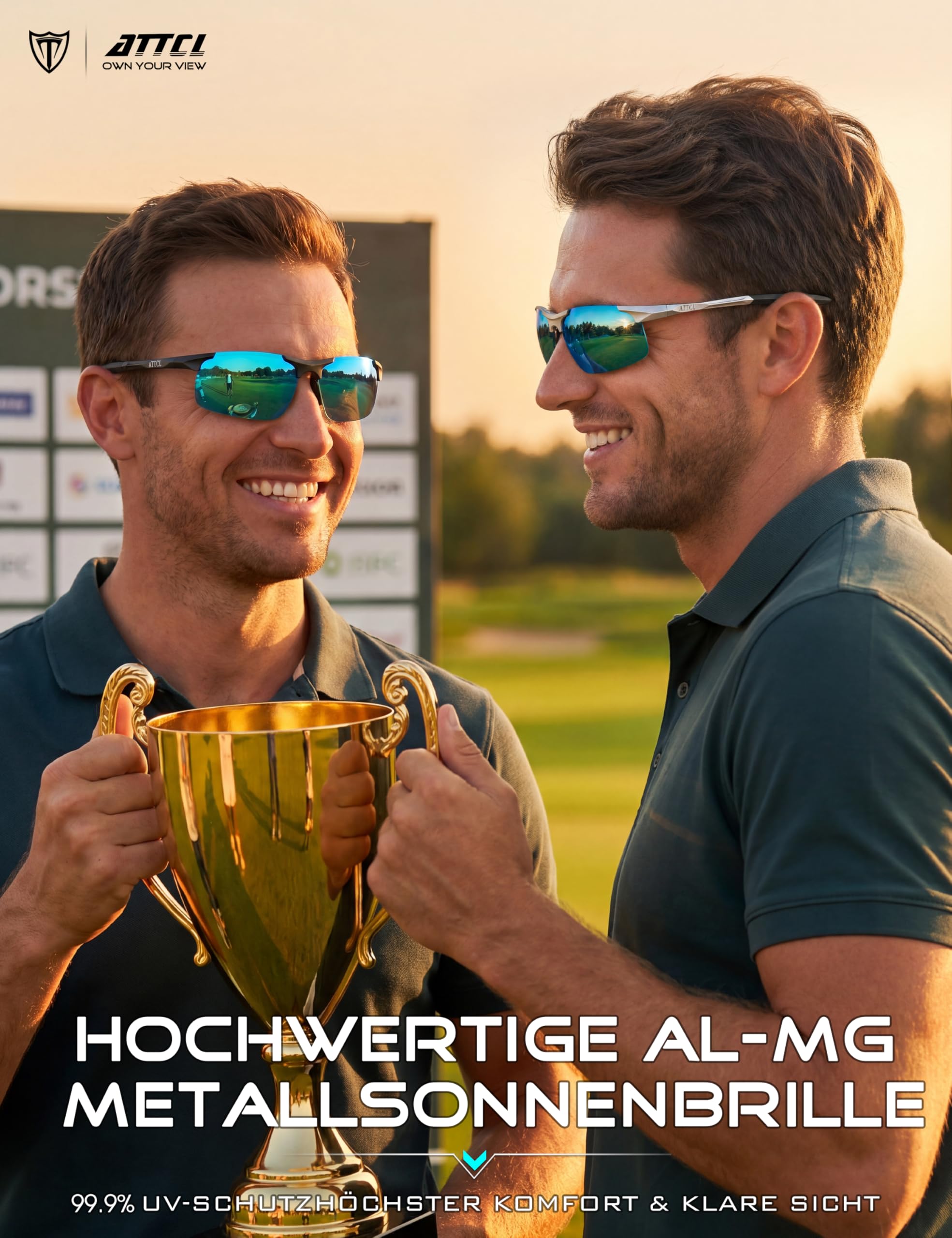 ATTCL Sonnenbrille Herren Polarisiert Sports UV400 Leicht Wrap-Around AL-MG 2