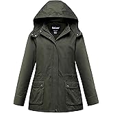 Soularge Women's Plus Size Military Cotton Jacket with Detachable Hood