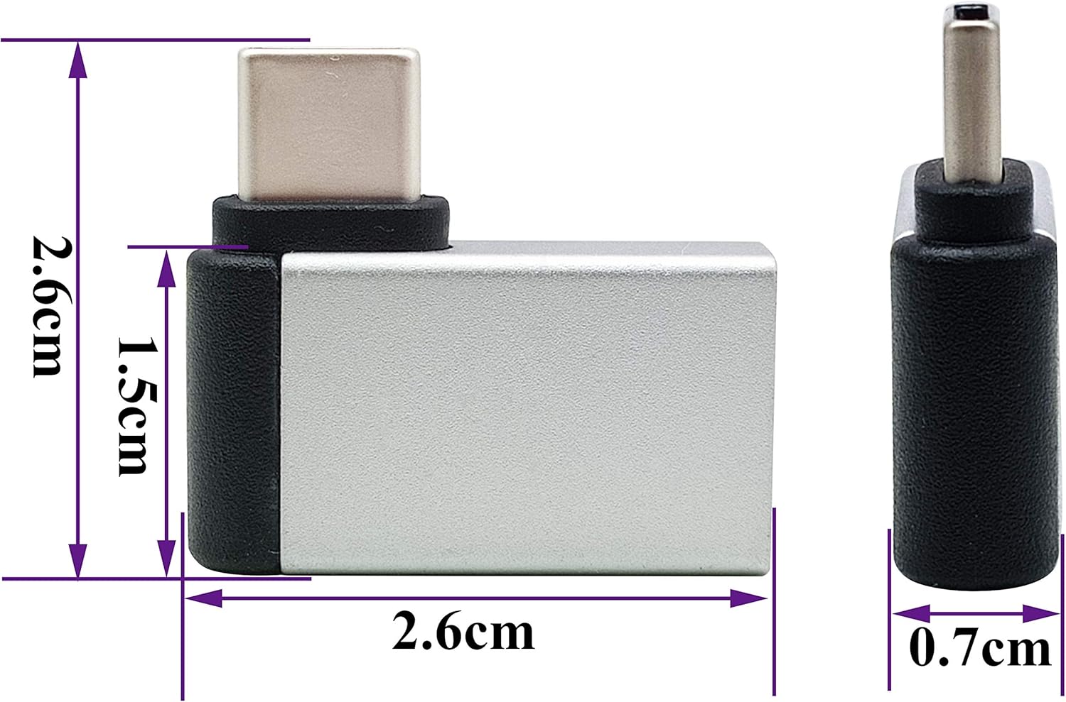 AAOTOKK 90 Degree C-Type Male to USB A 3.0 Female Converter,Suitable for Mobile(OTG) Smartphones,Laptops,Mouse Keyboards,more USB and C-Type Devices(2-Pack silver M/F) - Image 3