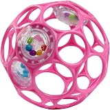 Bright Starts Oball Easy-Grasp Rattle Pink BPA-Free Infant Toy 0+ 4 Inches