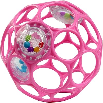Bright Starts Oball Easy-Grasp Rattle Pink BPA-Free Infant Toy 0+ 4 Inches