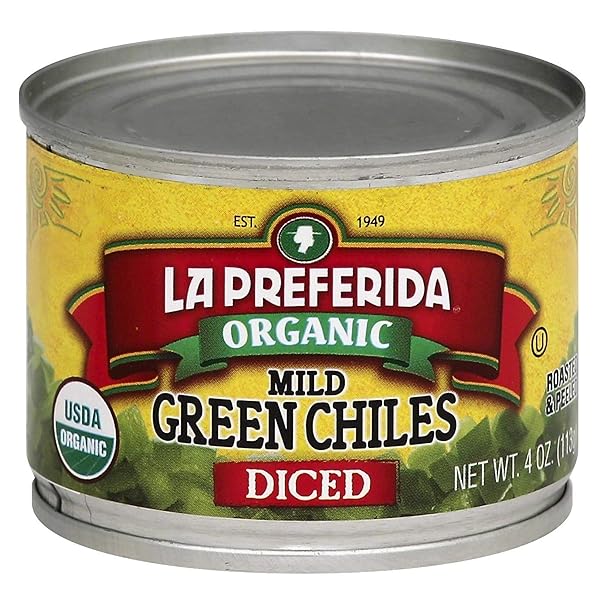 LA PREFERIDA ORGANIC GREEN CHILES, MILD-DICED, 4 OZ (PACK – 1)