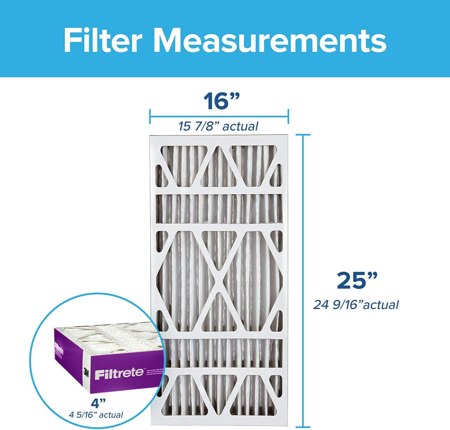 Filtrete 16x25x4, AC Furnace Air Filter, MPR 1550 DP, Healthy Living Ultra Allergen Deep Pleat, 2-Pack (exact dimensions 15.88 x 24.56 x 4.2): Home Improvement