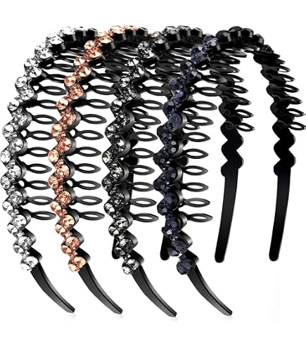Pack De 6 Diademas De Plástico Para Mujer Y Niña - Accesorios De Pelo Negros, Con Y Sin Dientes, Estilo Moderno
