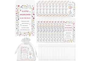 PIAOPIAONIU 50 Sets Baby Shower Favors for Guests Seed Packets Bulk Thank You Gifts Cards Baby in Bloom Self Adhesive Bags fo
