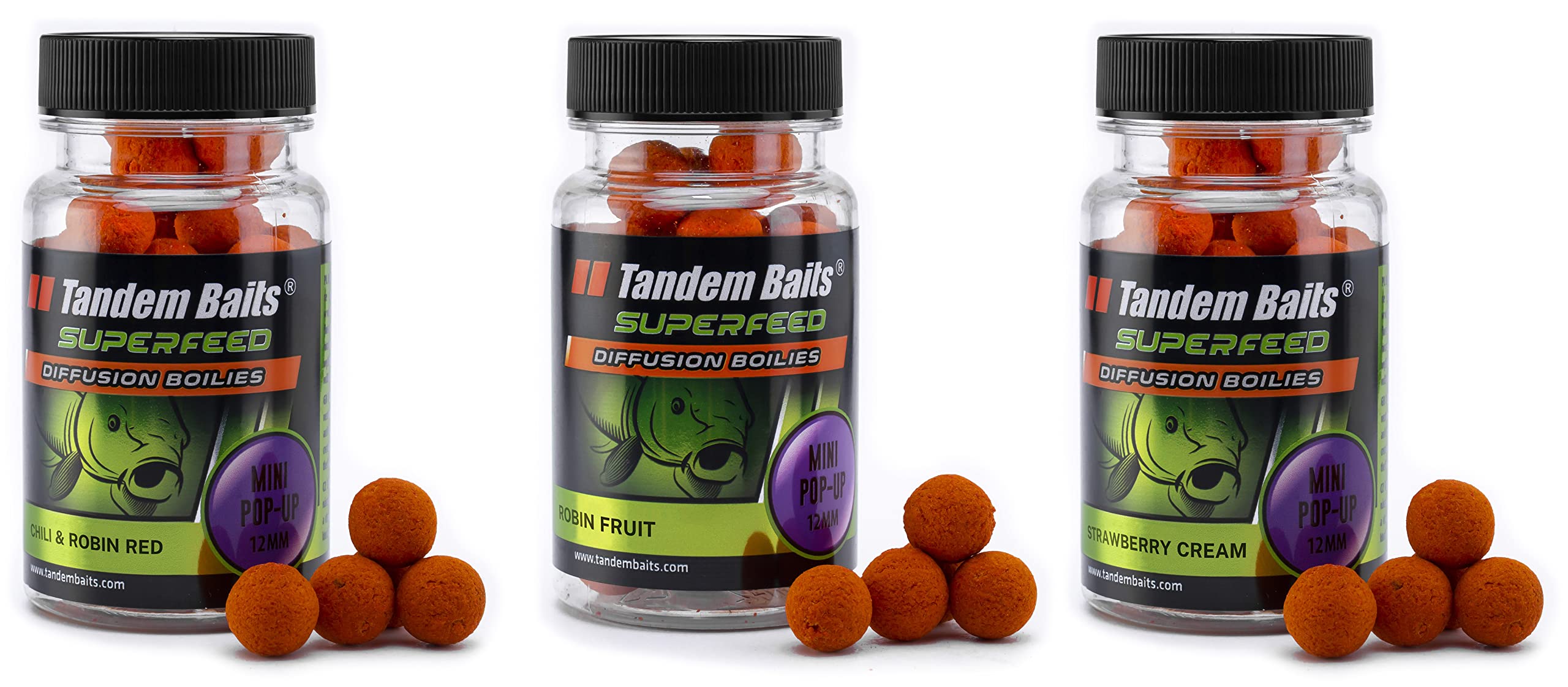 Tandem Baits Set of 3 SuperFeed Mini Diffusion Pop-Up Flavour Mix Robin Red | Carp Fishing Hookbaits | Pop Ups Carp Fishing | Carp Fishing Bait | Carp Bait | Carp Fishing Accessories 12mm 30g