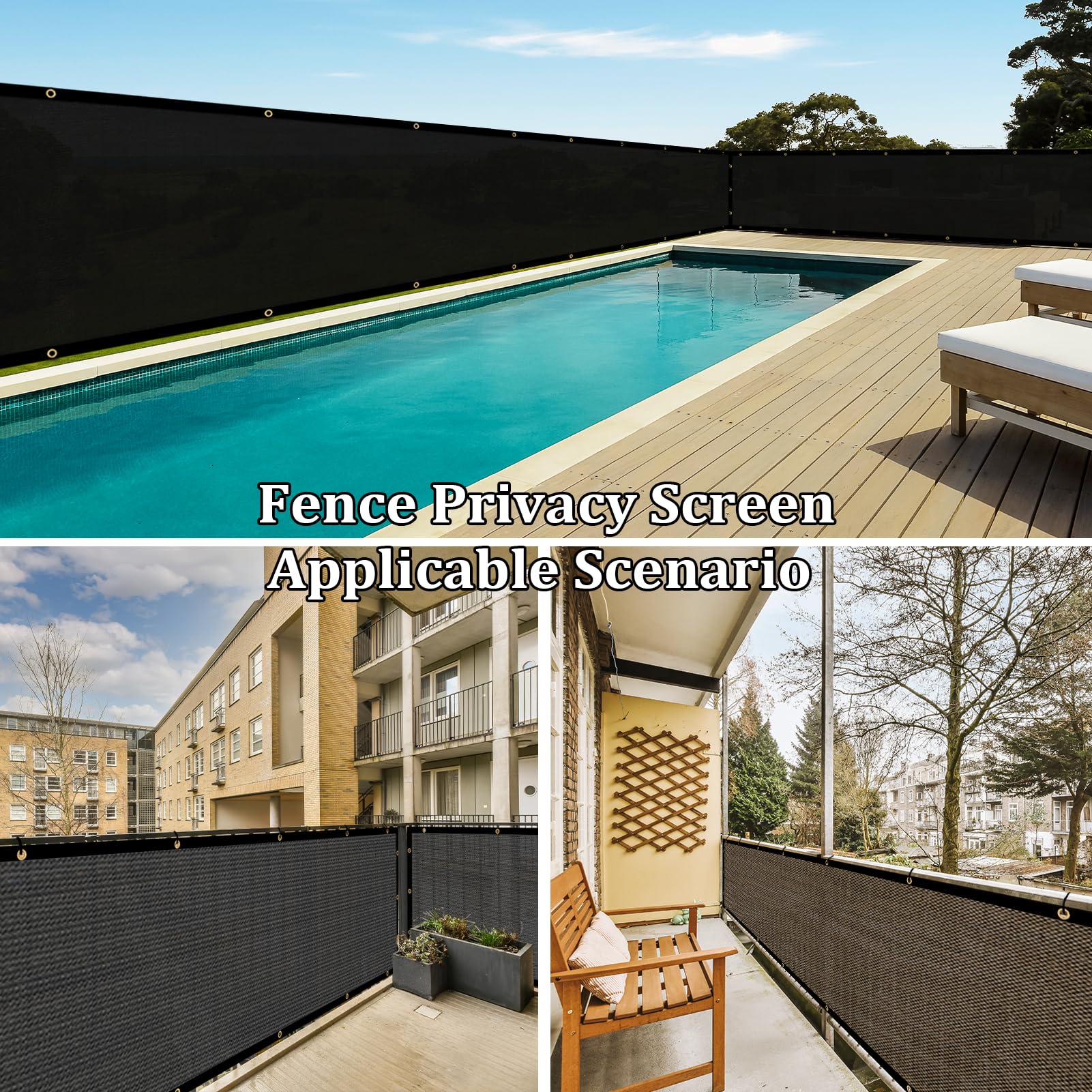 Shade&Beyond 3'x38' Dark Grey Privacy Screen