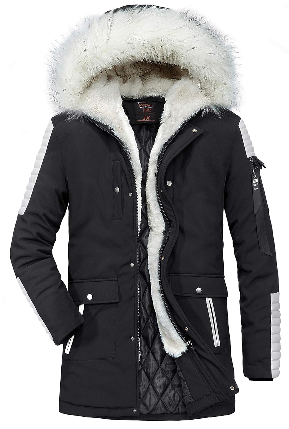 Z6M6 Mens Heavy Winter Warm Coat Classic MultiPocket Cargo Style