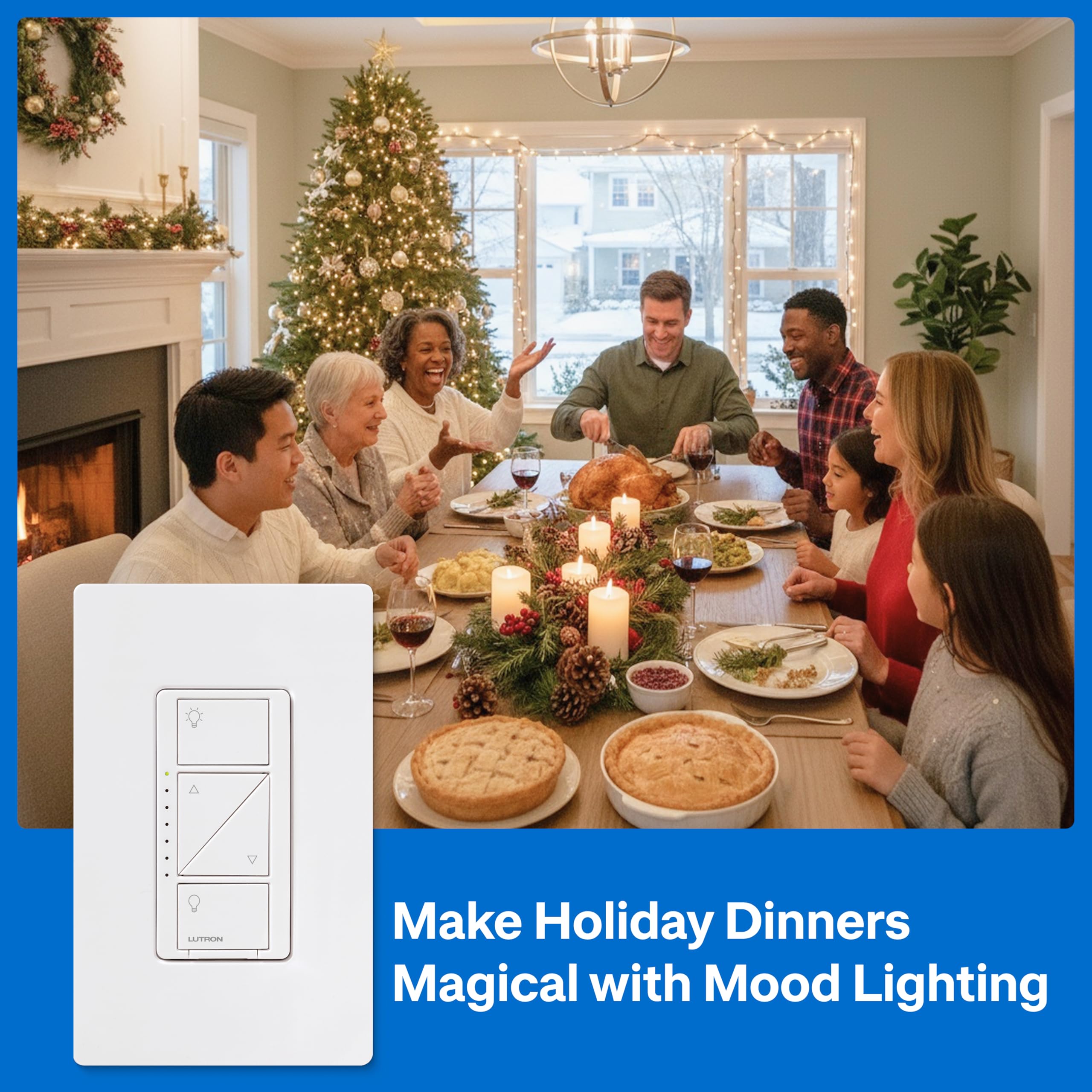 Lutron Caseta Original Smart Dimmer Switch (Lutron Smart Hub Required), for LED Lights, 150 Watt, Single-Pole/3-Way, No Neutral Required, PD-6WCL-WH, White - View 2