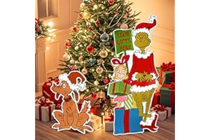 GUASS Funny Christmas Decorations Indoor, Green Monster Christmas Tree Decorations, Leave Gifts Here Signs for Christmas Tree Home Decor Cute Christmas Door Porch Yard Decorations Outdoor