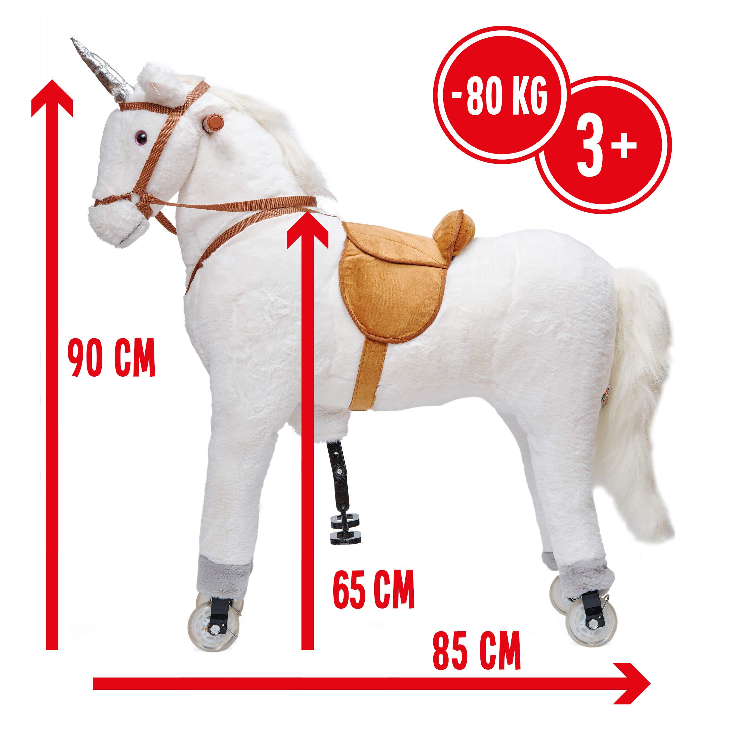 pferde reiten spielzeug Mua Pink Papaya XXL Reitpferd auf Rollen Einhorn Estrella, 90cm