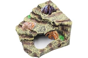 Oooct Hermit Crab Hideout, Resin Simulation Stone Reptile Cave Hideout, Hermit Crab Climbing Toys, Terrarium Habitat Decor for Lizard Spider Aquarium Fish Gecko Bearded Dragon