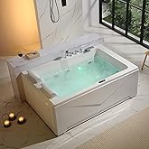Empava 2 Person Heated Soaking Whirlpool Bathtub, 71” Jetted Tubs with 16 Jets(8 Water Jetted + 8 Air Bubble), Acrylic SPA Ba