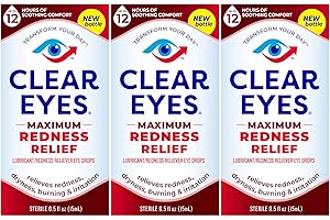 Clear Eyes Maximum Redness Eye Relief Eye Drops, 0.5 Fl Oz, Pack of 3