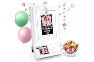 HP Sprocket Photo Booth Machine Instant Color Photo Printer - 10.1" Touchscreen Photobooth, LED Ring Light - Customize w/ 250