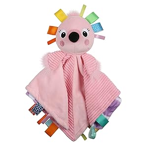 Bright Starts Cuddle 'n Tags 2-sided Lovie Soothing Blanket - Flamingo, Ages Newborn +