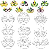Lonfliness 36 Set Carnival Coloring Mask Mardi Gras Paper Art Craft Kid Color Your Own Style Blank DIY Mask Masquerade Birthday Party Dress-Up Decorations Favor School Classroom Activity Game Supplies