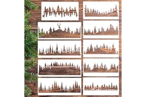 ZOSYLLEY Pine Tree Stencils Tree Stencil Forest Stencil Wood Burning Stencils Patterns Reusable Drawing Templates for Painting on Wood Wall Fabric Furniture