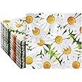 100 Pack Decorative Daisy Floral Paper Napkins, 2-Ply, 6.5x6.5”, Napkins for Garden Bridal Shower, Tea Party, Wedding & Decorative Party Supplies