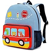 willikiva Car Dinosaur Kids Toddler Backpack for Boys and Girls Children Waterproof Preschool Bag(Blue Music Party)