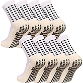 MIHAIR Men's Grip Soccer Socks Anti Slip Athletic Socks Non Slip Football Basketball Socks with Grip Pads2/4/6