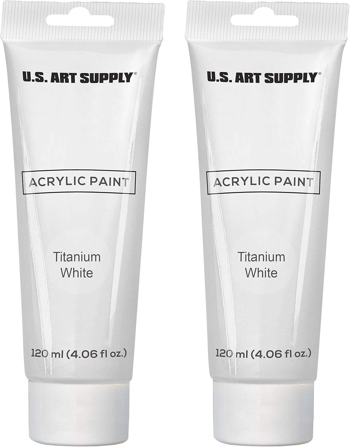 Twin-Pack-U.S. Art Supply 120ml Acrylic Artist Paint Tube White (2-Pack)