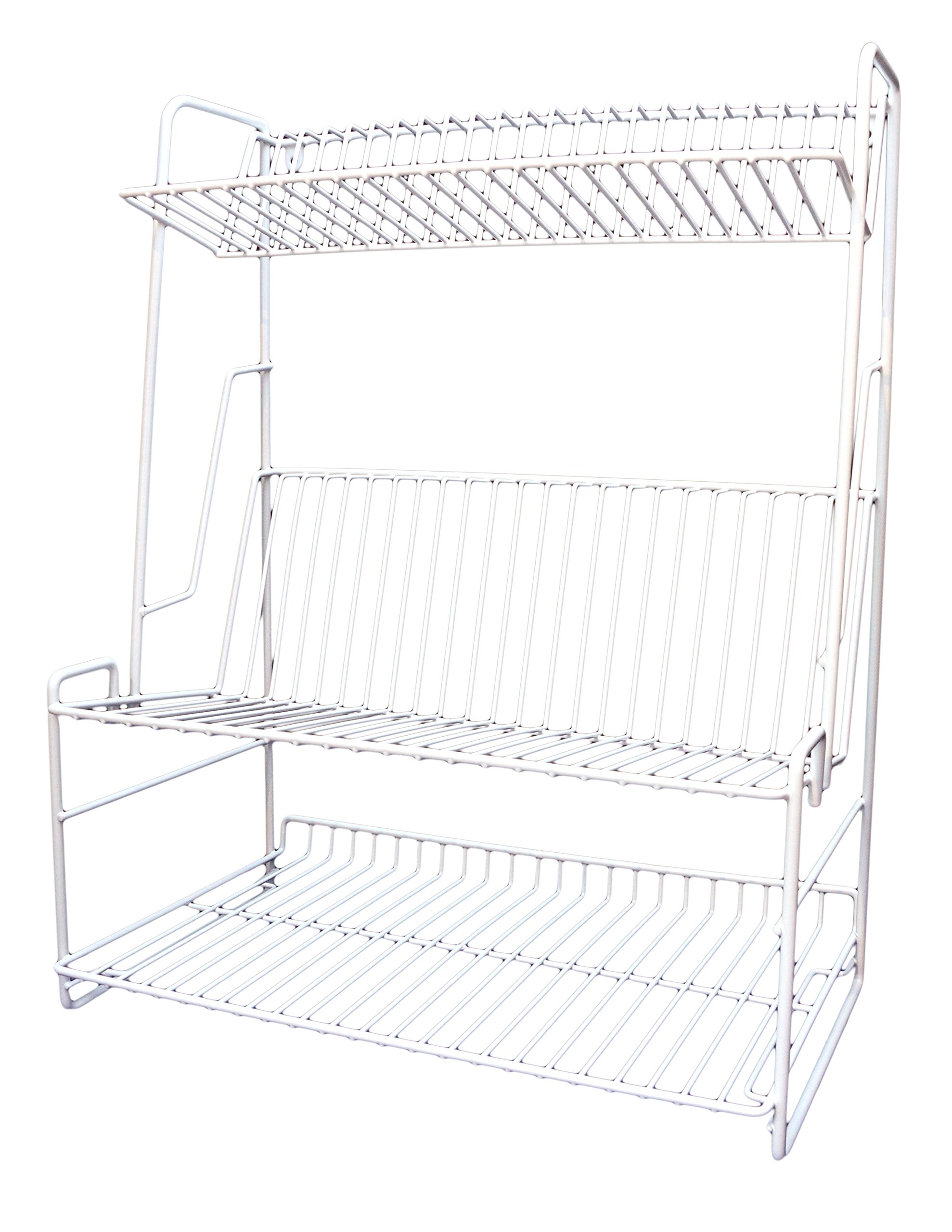 Delfinware 2300W White 3 Tier Plate Rack, 53.2 x 45 x 24.6cm
