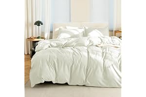 KINMEROOM White Duvet Cover Queen Size Set, 3 Pieces, 1 Soft Cream Bedding Duvet Cover 90×90 Inches with Zipper Closure 8 Ties and 2 Pillow Shams for Queen Size Bed (White,Queen)