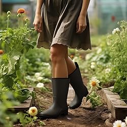 HISEA Women Rubber Boots Waterproof Wide Calf Rain