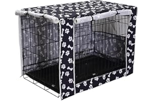 Geyecete Large Dog Crate Cover - Fits 24-48 Inch Crates for Small, Medium, Large Dogs - Bed With Cover (Crate Not Included) - Black-42