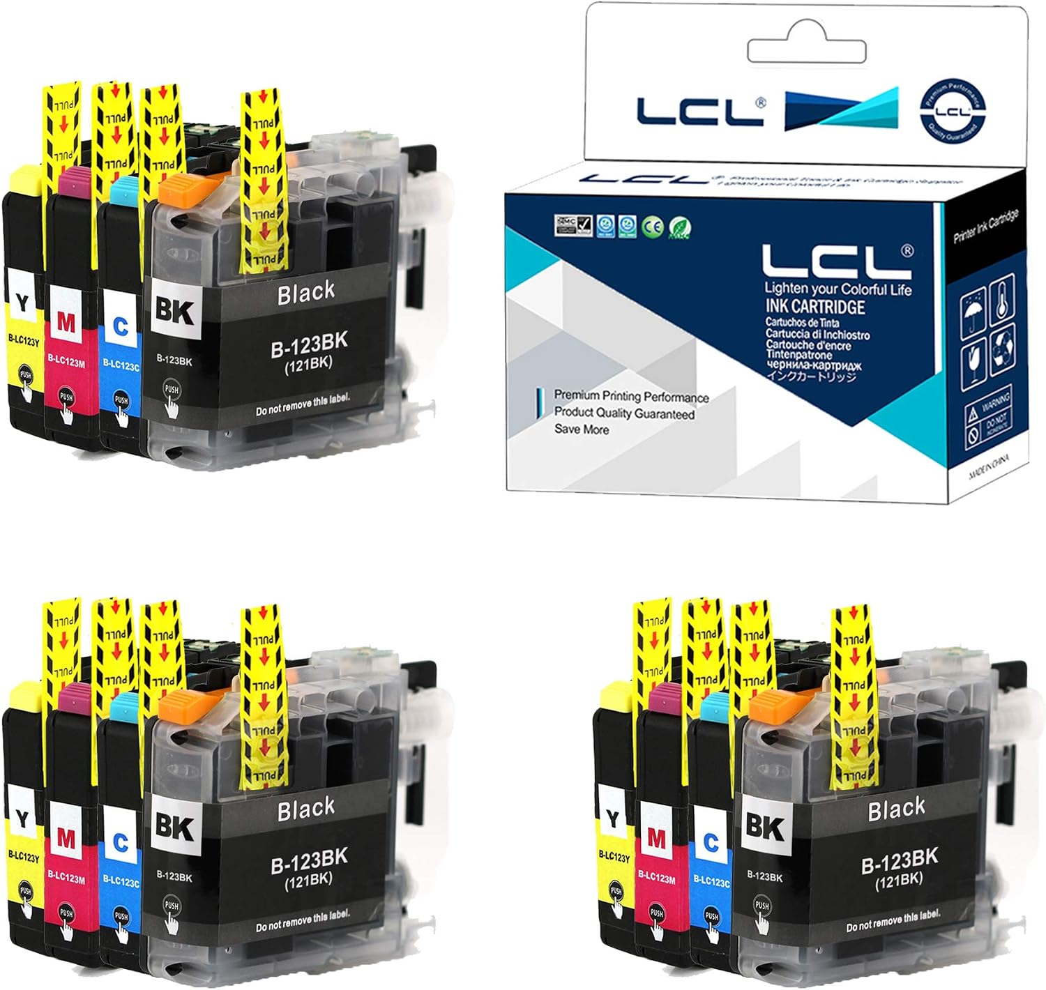 LCL LC123 Ink Cartridge Replacement for Brother LC121 LC123 LC123BK LC123C LC123M LC123Y for MFC-J4410DW J4510DW J4610DW J4710DW J470DW J6920DW J870DW J245 J650DW J6720DW J6520DW (3K 3C 3M 3Y)