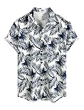 VATPAVE Mens Hawaiian Floral Shirts Cotton Linen