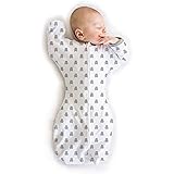 Amazing Baby Transitional Swaddle Sack with Arms Up Half-Length Sleeves and Mitten Cuffs, Tiny Bear, Sterling, Medium, 3-6 Mo