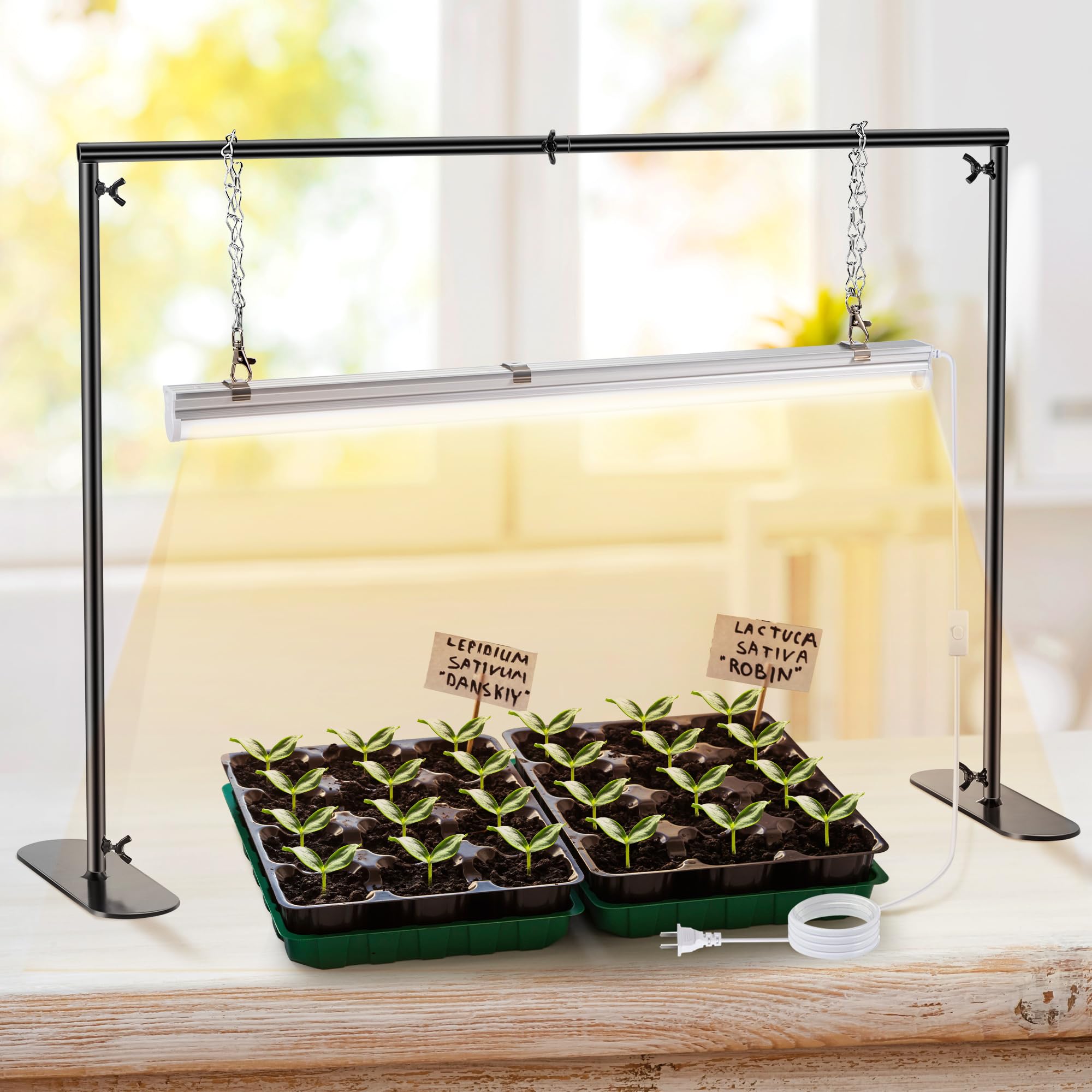 Photo 1 of 1 Pack Seedling Grow Light with Stand for Indoor Plants, 18W Full Spectrum LED Grow Lamp with Metal Stand, Height Adjustable Seedling Grow Light for Seed Starting, Germination, Hydroponic