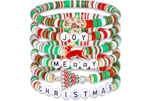 XOCARTIGE Surfer Heishi Bracelets for Women Stackable Rainbow Vinyl Disc Clay Beaded Stretch Bracelets Elastic Layering Friendship Bracelets Boho Summer Beach Jewelry