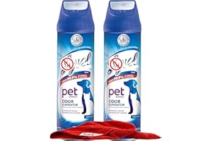 ZOMPOZ Lyssol Pet Odor Eliminator Spray, 2 Pack, Pet Safe Cleaning Spray for Cat and Dog Odors on Carpet, Fabric, Hard Surfaces, Fresh Scent, 15 oz. Each Plus Zompo-Z Microfiber Cloth