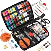 198pcs Sewing Kit for Adults, Black | Emergency Repair Tools, Room Essentials for Girls, Needle and Thread, Scissors, Marker Pens