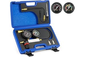 Orion Motor Tech Cylinder Leak Down Tester Kit, Dual-Gauge Automotive Engine Leakage Tester for Petrol Engines, Adjustable Leakdown Diagnostic Detector Tool Kit with Spark Plug Tester Adapters